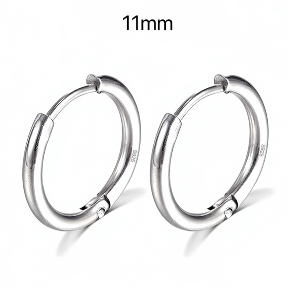 Plain silver small hoop earrings-11mm SH001 Silver - Picture 9 of 10